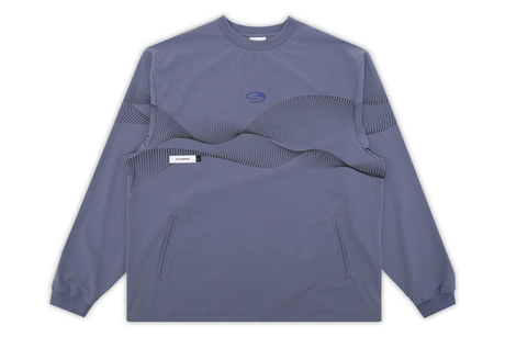 Gray sweatshirt with textured design on a white background