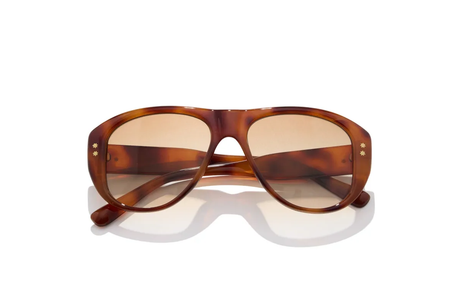 Brown sunglasses with a tortoiseshell frame on a white background