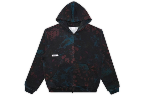 Hoodie with a colorful abstract pattern on a white background