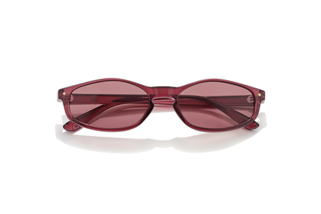 Red sunglasses on a white background