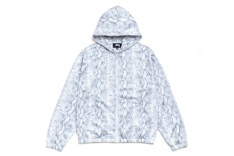 Light blue patterned jacket on a white background