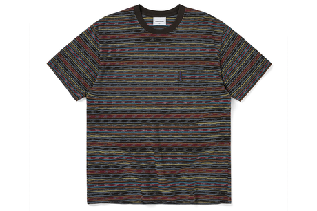 Multicolored striped t-shirt on a white background