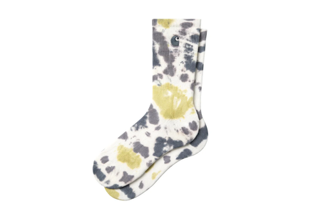 Sock with floral pattern on a white background