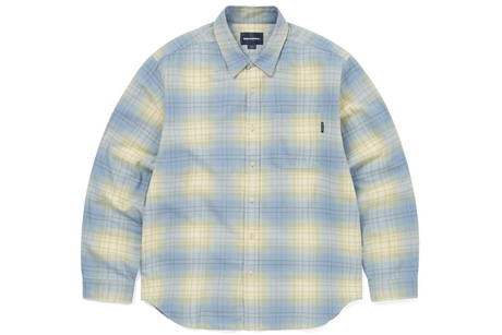 Plaid shirt with a brand logo on a white background