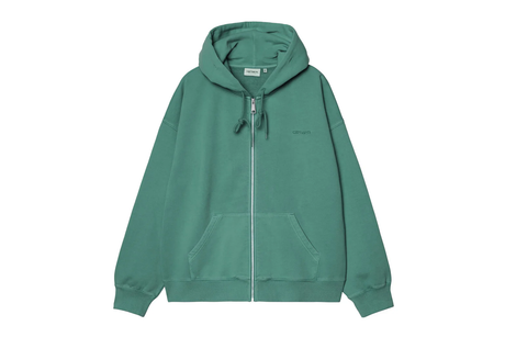Green hoodie on a white background