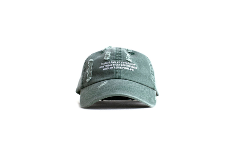 Gray cap with text on a white background