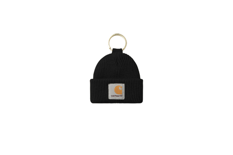 Black beanie KeyChain with Carhartt logo on a white background