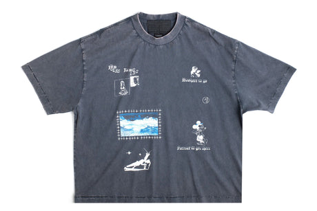 Grey Graphic tee on a white background.