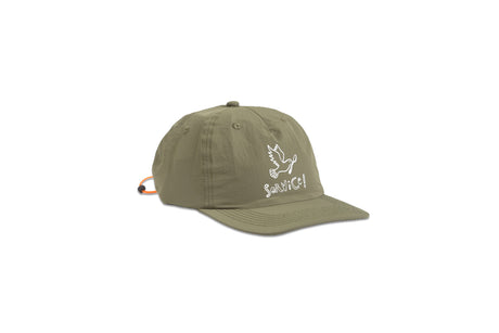 An olive green baseball cap with a white embroidered bird logo and the text 'SANTACI' on the front, shown against a plain white background.