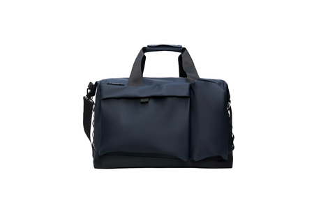 Navy blue duffel bag on a white background