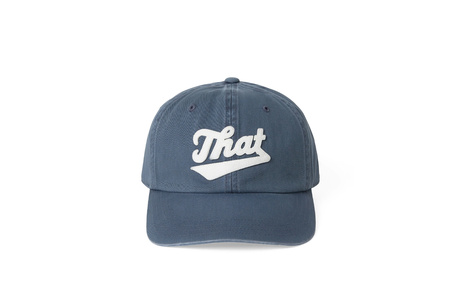 Blue cap with 'That' logo on a white background