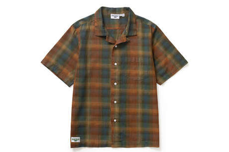 Plaid shirt with short sleeves on a white background