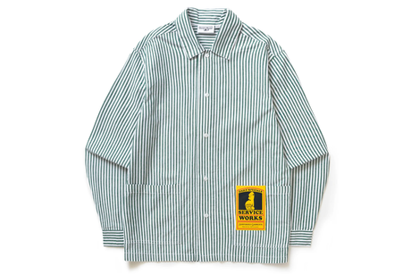 Striped shirt with a patch on a white background