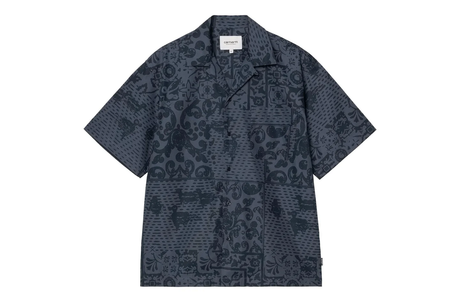 Dark patterned shirt on a white background