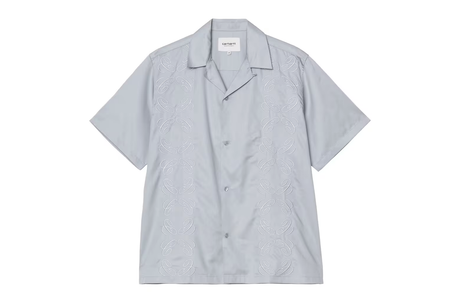 Light gray short-sleeve shirt on a white background