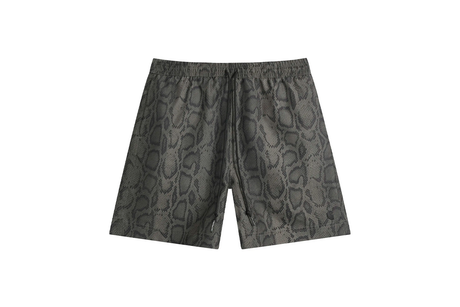 Gray patterned shorts on a white background