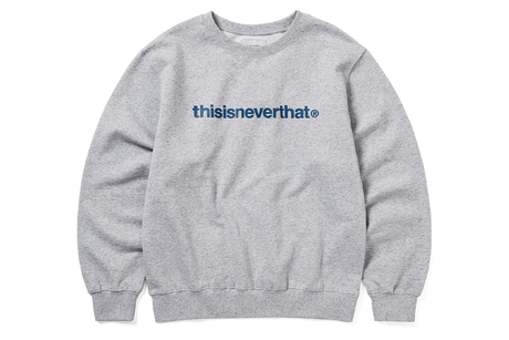 Gray sweatshirt with 'thisisneverthat' logo on a white background