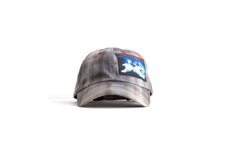 Baseball cap with a patch on a white background