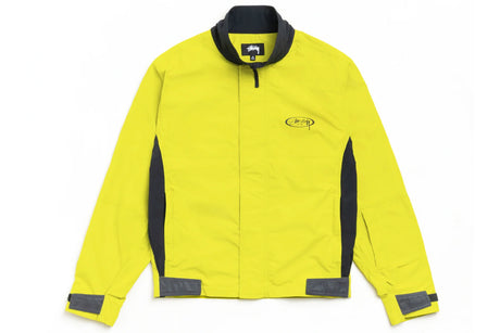 Yellow jacket with black accents on a white background