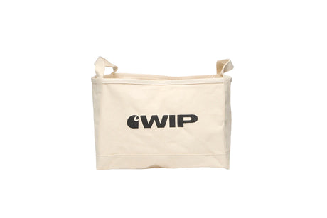 An off-white canvas utility tote bag with two top handles and a black printed 'cWIP' logo on the front, set against a plain white background.