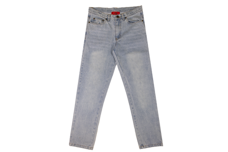Light blue jeans on a white background